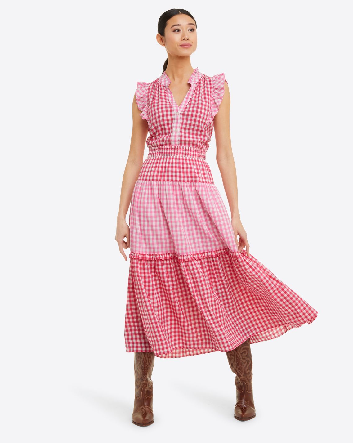 Peasant Skirt in Pink Gingham – Draper ...